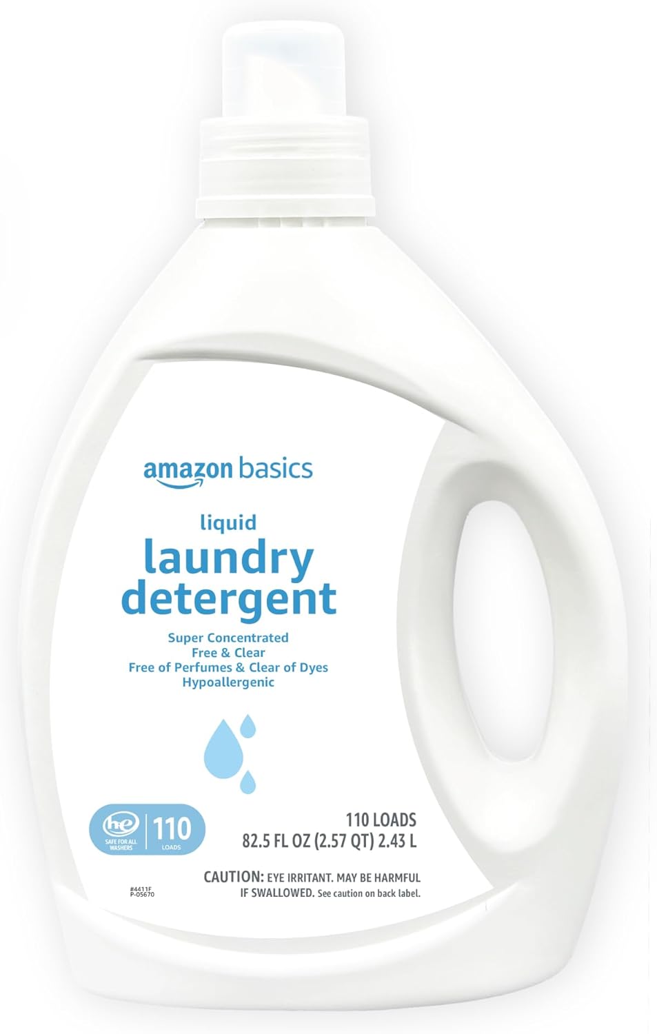 Amazon Basics Concentrated Liquid Laundry Detergent, Free of Perfumes & Clear of Dyes, 110 loads, 82.5 Fl Oz (Previously Solimo)