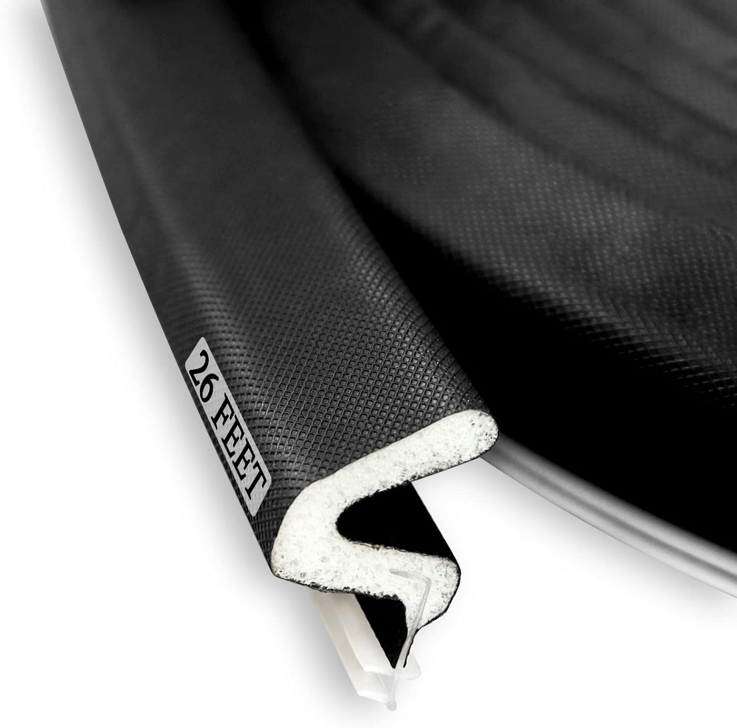 Kerf Weather Stripping Door Seal Strip 26 Ft Q Foam Door Weatherstrip Seal with Slot Card Slot Installation, Easy Cut to Size (Black)