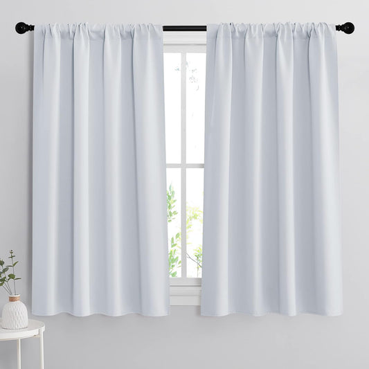 RYB HOME Window Curtains Room Darkening Energy Efficient Privacy Protect Drapes for Bedroom Living Room, 42 in Wide by 54 Long, Greyish White, 1 Pair