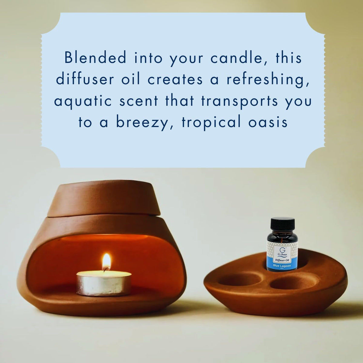 G's Breeze Blue Lagoon Diffuser Oil Refill - Refreshing Tropical Oasis Fragrance - Invigorating Scent Inspired by Crystal-Clear Water - Long-Lasting Freshness for Home, or Office - 60 ML