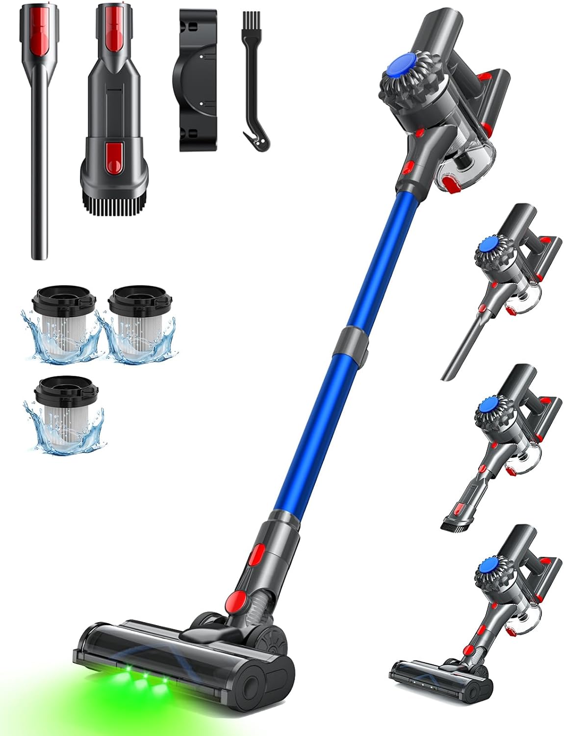 V15 Cordless Vacuum Cleaner, 45Mins Powerful Vacuum Cleaners for Home, Lightweight Stick Vacuum with Advanced Green Light Tech, Rechargeable Battery Vacuum for Carpet,Pet Hair,Hardwood Floor