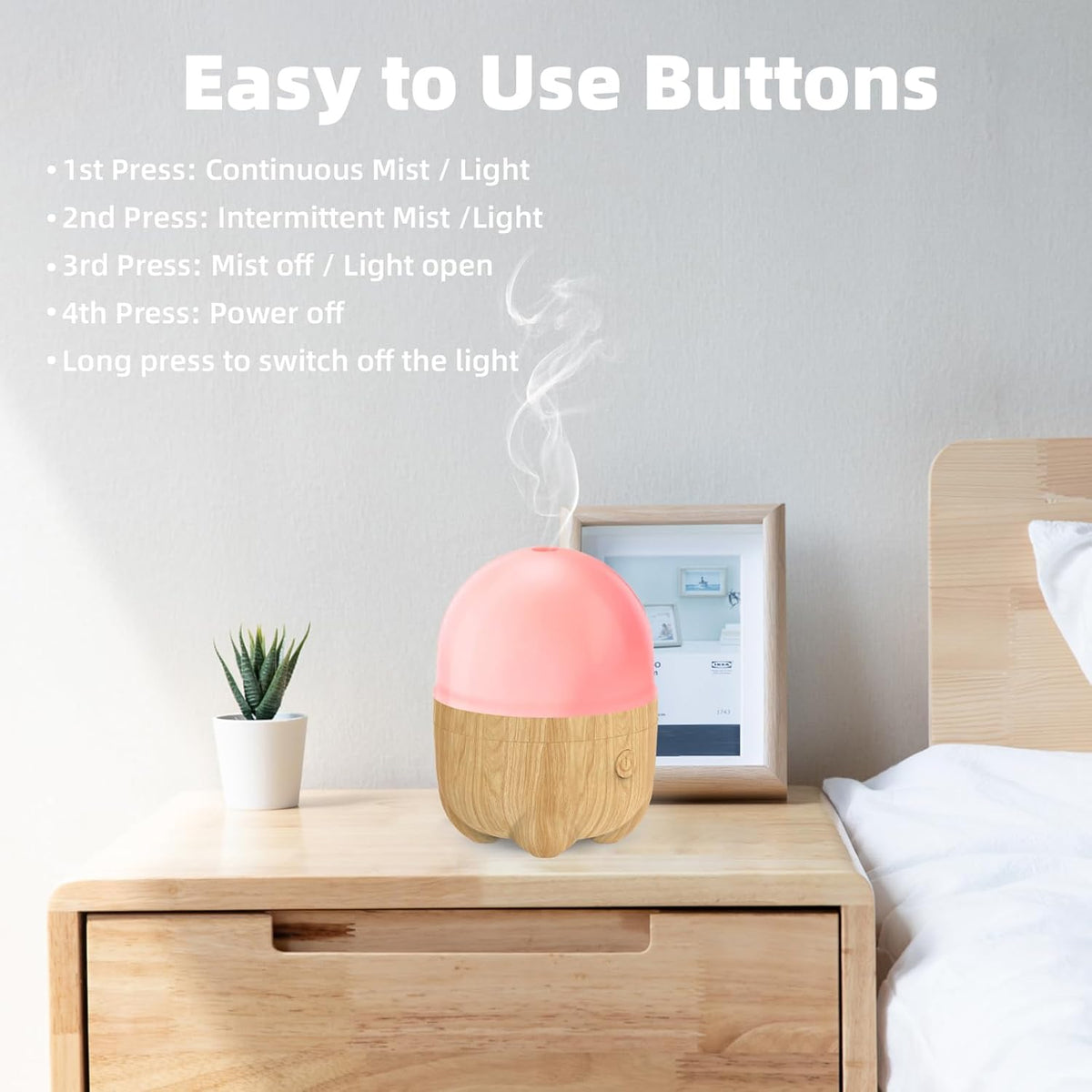150ML Rechargeable Battery Essential Oil Diffuser, Portable Cordless Aromatherapy Diffuser with 7 LED Color Changing Lights, for Bedroom, Office, Outdoor