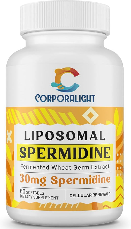 30mg Spermidine Supplement, Liposomal Spermidine, High Absorption, More Potent Than Spermidine 3HCL, Fermented Wheat Germ Extract, Spermidine for Women & Men, Cellular Renewal, Longevity, 60 Softgels
