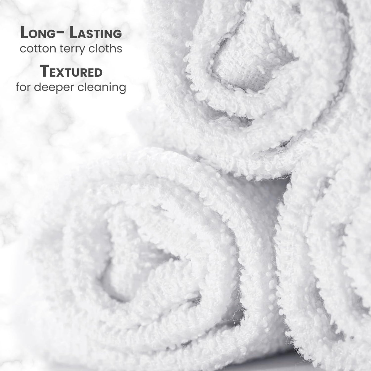 Terry Bar Mop Towels (Value Pack of 60) Size 14"x17" – Absorbent and Durable, Multipurpose Cleaning Rags, Cotton Cleaning Towels, Terry Cloth Rags, Reusable Shop Rags (White)