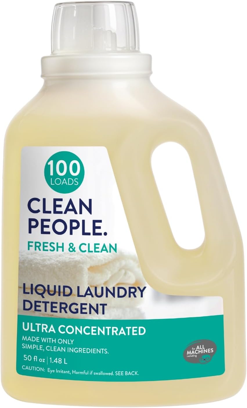 The Clean People Liquid Laundry Detergent - Recyclable Packaging, Stain Fighting - Ultra Concentrated, Laundry Soap - Fresh Scent, 50 fl oz