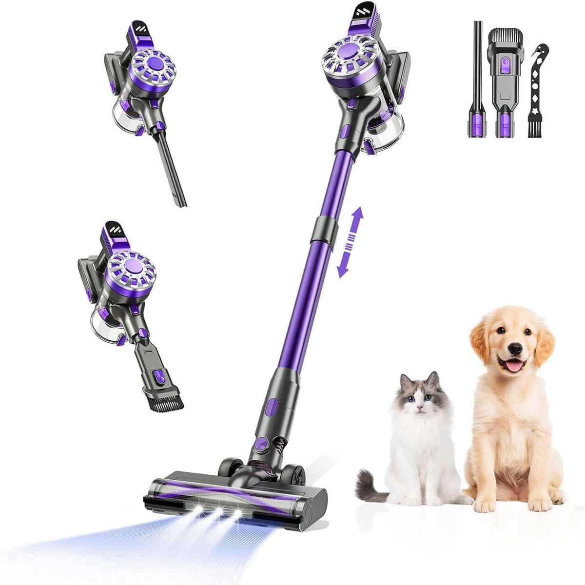 Cordless Vacuum Cleaner,Vacuum Cleaners for Home with Super Suction,Lightweight Stick Vacuum with 35 Mins Runtime,Rechargeable Cordless Vacuum for Carpet, Tile, Pet Hair, Hardwood Floors(Dark Purple)