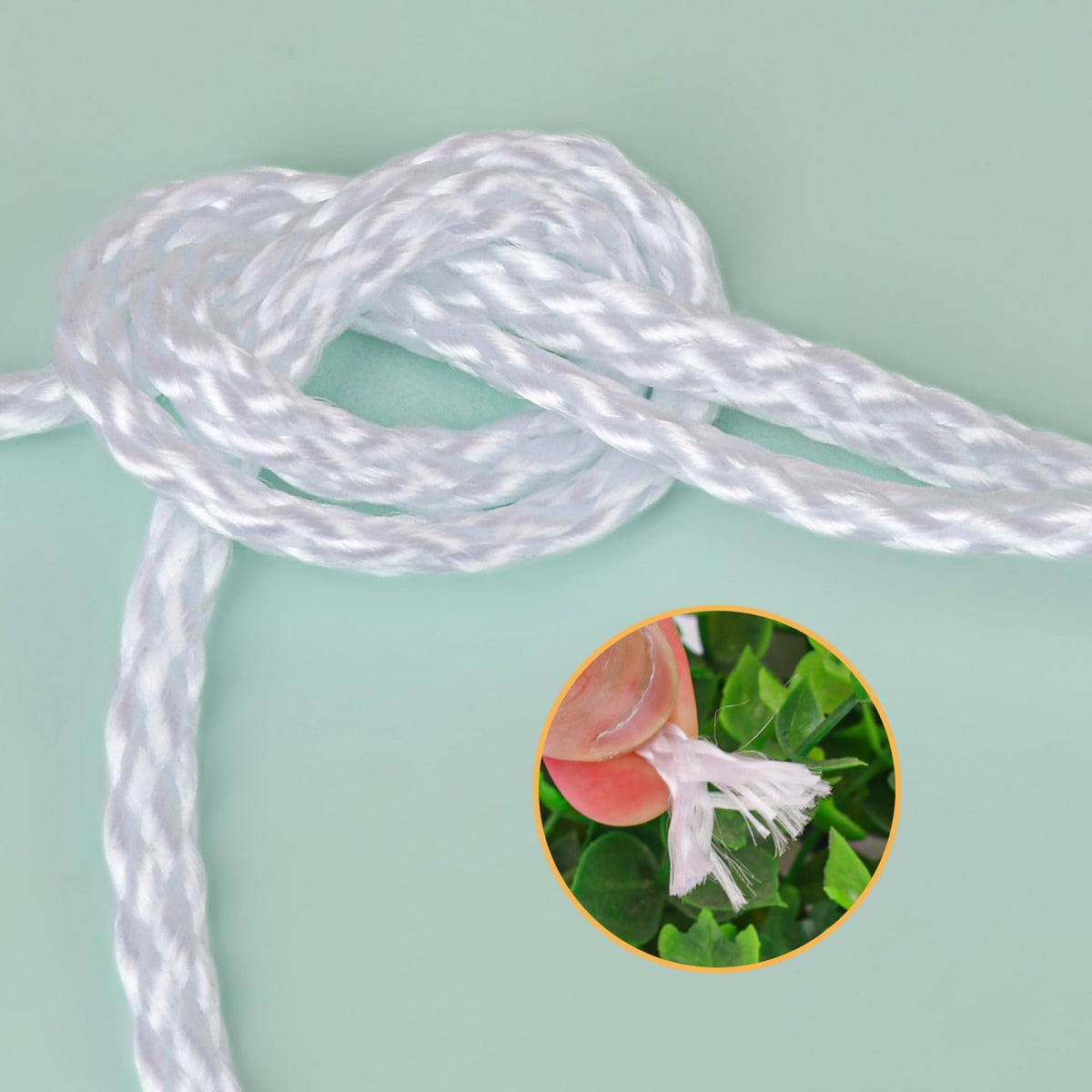 1/8 Inch White Polyester Rope - 500 Foot White Low Stretch Polyester Rope for Hiking, Kayaking, Tarps, Camping