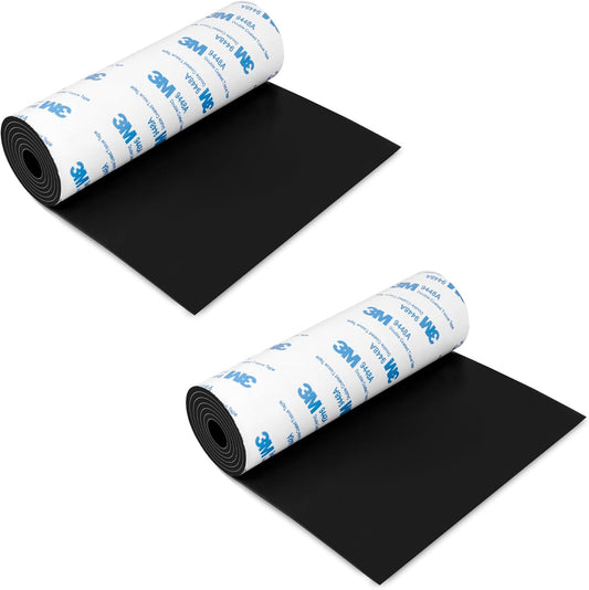 Silicone Furniture Pads, 5" x 40" Non Slip Furniture Pads Anti Skid Pads Non Slip Self Adhesive Cuttable Silicone Tape Strip Roll for Protecting Hardwood Floors Chair Wall Protector - Black, 2 Pack
