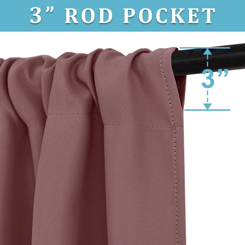 RYB HOME Small Curtains Blackout - Privacy Energy Efficiency Mini Curtains for Kids Bedroom RV Camper Windows Trailer Bathroom Kitchen Cabinet Window Tiers, W 29 x L 36, Dusty Rose, 2 Panels