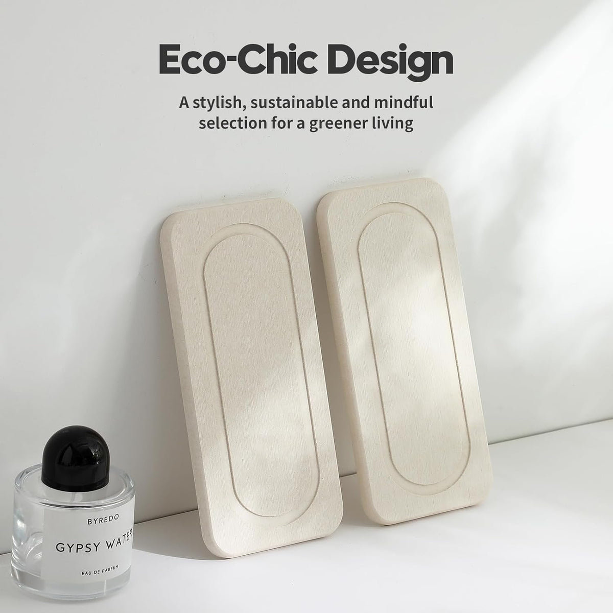2Pack Diatomite Stone Sink Tray, Water Absorbing Faucet Mat for Kitchen & Bathroom Counter, Quick Dry Decorative Soap Dish Makeup Vanity Caddy,Dispenser Sponge Holder Organizer, Beige-8"x 3.8"