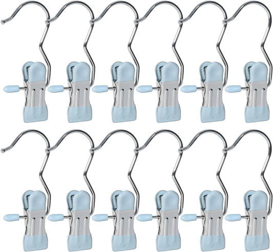 15/30Pcs Upgrade Double Head Clamp Dipped Clothespin for Laundry Hooks with Clips, Boot Holder, Hanging Clips, Portable Multifunctional Hangers Single Clip Space Saving for Jeans, Hats (30, Blue)