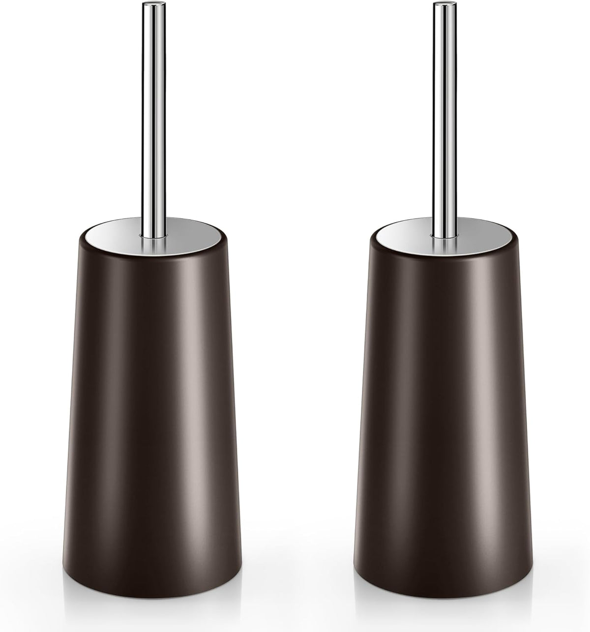Toilet Brush and Holder, 2 Pack Toilet Brush with 304 Stainless Steel Long Handle, Toilet Bowl Brush for Bathroom Toilet-Ergonomic, Elegant,Durable (Bronze)