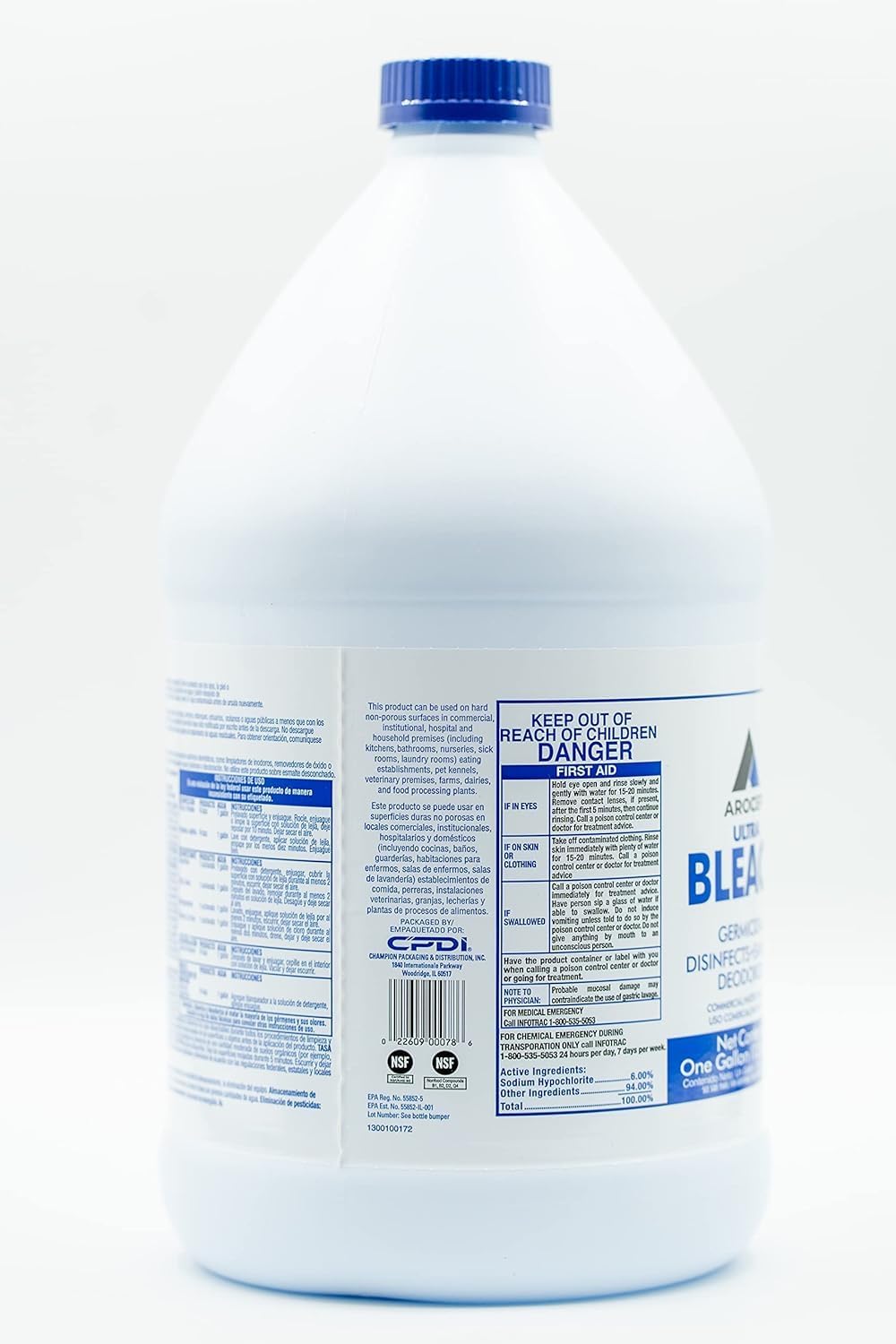 (6 Gallons) Ultra Germicidal Liquid Bleach - For Laundry, Disinfecting, Sanitizing, Deodorizing, Mold & Mildew Stain Remover - 1 Gallon Jugs