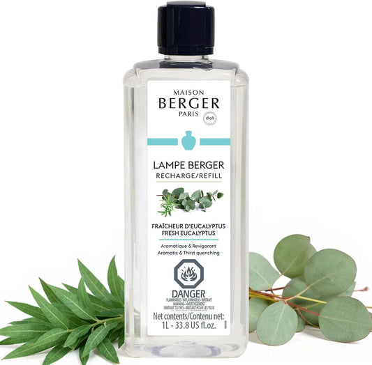 MAISON BERGER - New Fresh Eucalyptus - Lampe Berger Fragrance Refill for Home Fragrance Oil Diffuser - Air Freshener - 33.8 Fluid Ounces - 1 Liter