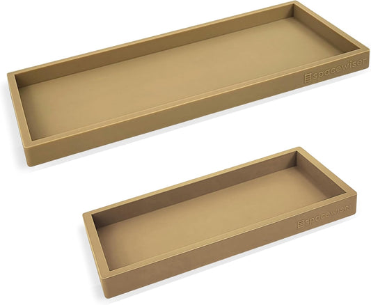 Countertop and Vanity Tray - 2 PC (11” and 7”) Shatterproof Silicone Kitchen and Bathroom Trays for Counter, Kitchen Soap Dispenser Tray, Vanity Trays for Bathroom, Perfume Key Tray