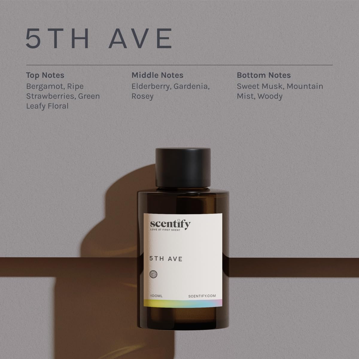 Scentify 5th Ave Aroma Oil Refill Scent for Oil Diffusers - Bergamot, Floral, Gardenia Scents - Luxurious Relaxing Aromatherapy Diffuser Fragrance 100ml, 3.38 oz