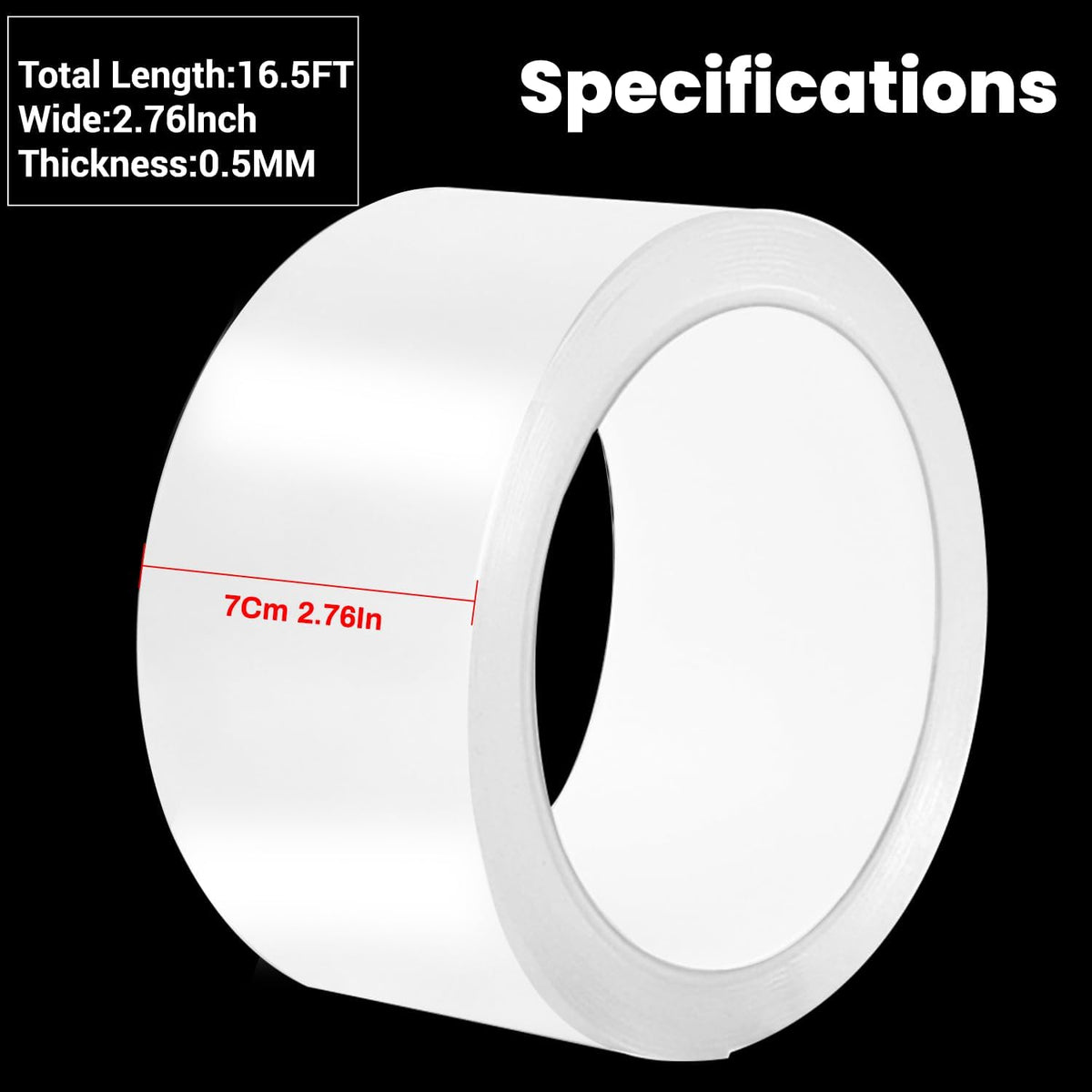 Transparent Window Weather Sealing Tape 2.76 Inch x 16.5 FT Weather Stripping Residue-Free Clear Window Insulation Tape for Doors Windows and Shower Glass