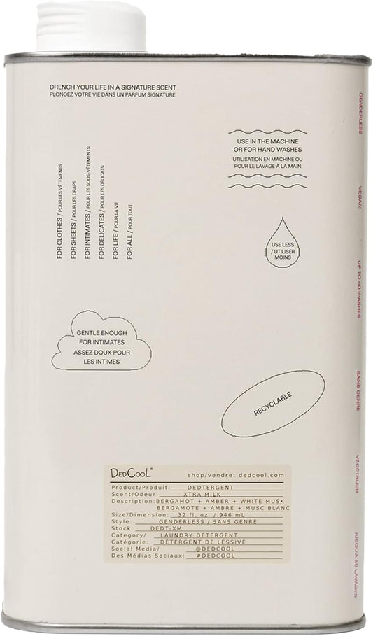 DedCool Liquid Laundry Dedtergent | Xtra Milk | Luxurious Fragrance Detergent | Removes Stains | Infused with Natural Essential Oils | Non-Toxic | 60 Washes | 32 fl oz
