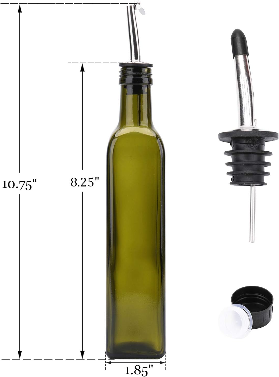 Kingrol 6 Pack 8 oz Glass Olive Oil Dispenser Bottles, Oil and Vinegar Cruets with Stainless Steel Pourer Spouts, Non-Drip Oil Bottles for Kitchen