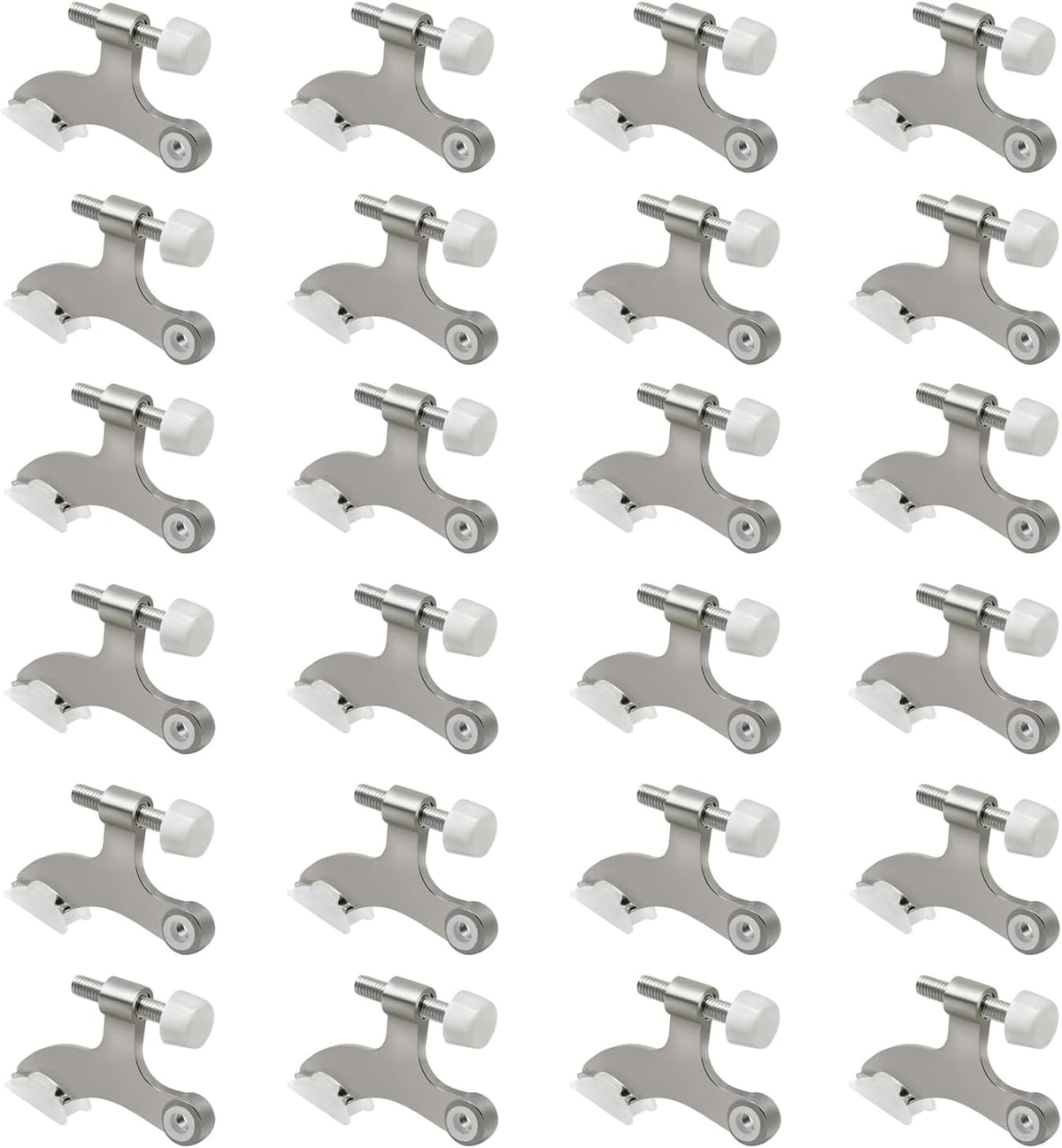 24 Pack Hinge Pin Brushed Nickel Door Stopper, Adjustable Heavy Duty Hinge Pin Door Stop with Rubber Bumper Tips