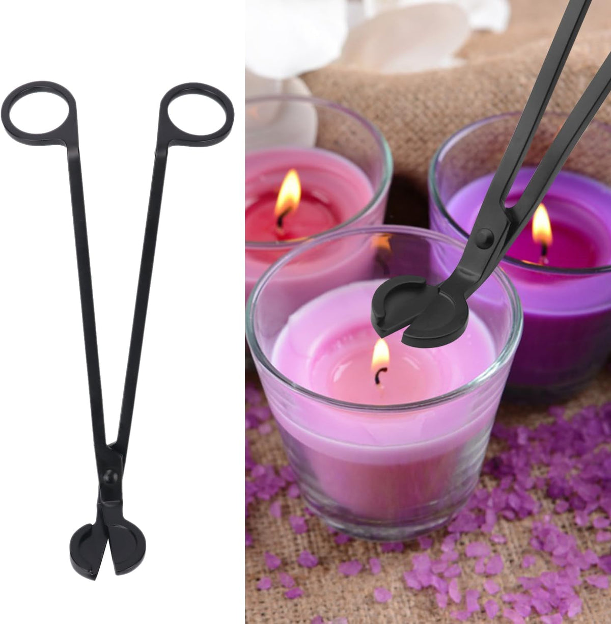 3 in 1 Candle Accessory Set(3 Set), Premium Candle Wick Trimmer, Candle Snuffer, Wick Dipper, Elegant Candle Care Kit with Gift Package for Candle Lovers (Black)