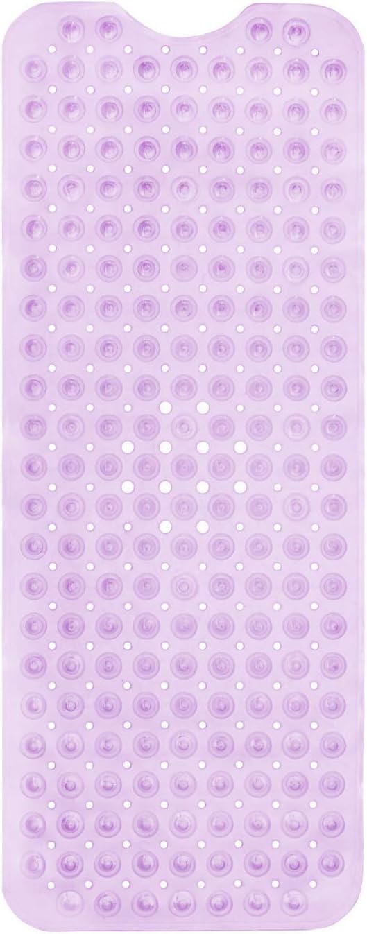 ENKOSI Bath Mat - Large Non Slip Bathtub & Shower Mat - Extra Long 40 x 16 Inch Bathroom Mats for Tub Nonslip Anti Slip Bathmats (40x16 Clear Purple 1-Pack)