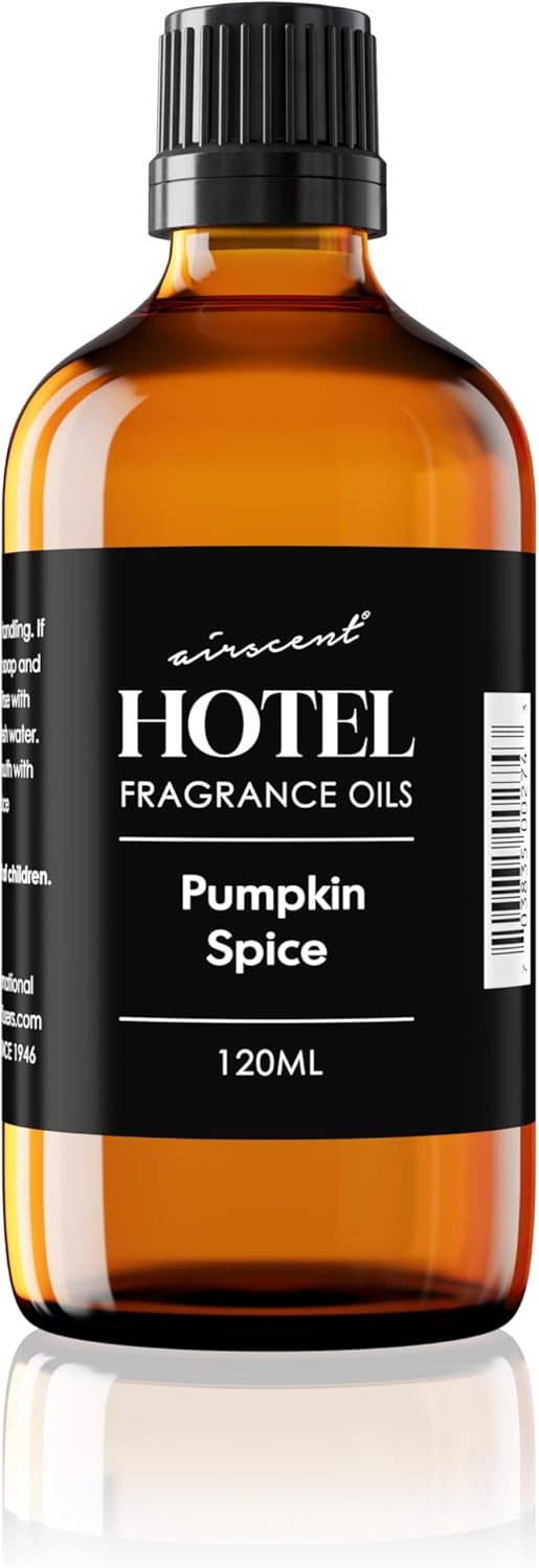 AirScent Pumpkin Spice Diffuser Oil - Pumpkin Spice Fragarnce Oil Blend for Ultrasonic and Waterless Diffusers and Crafting - 120 mL, 4 fl oz Glass Bottle with Dropper Cap - Fall Scents