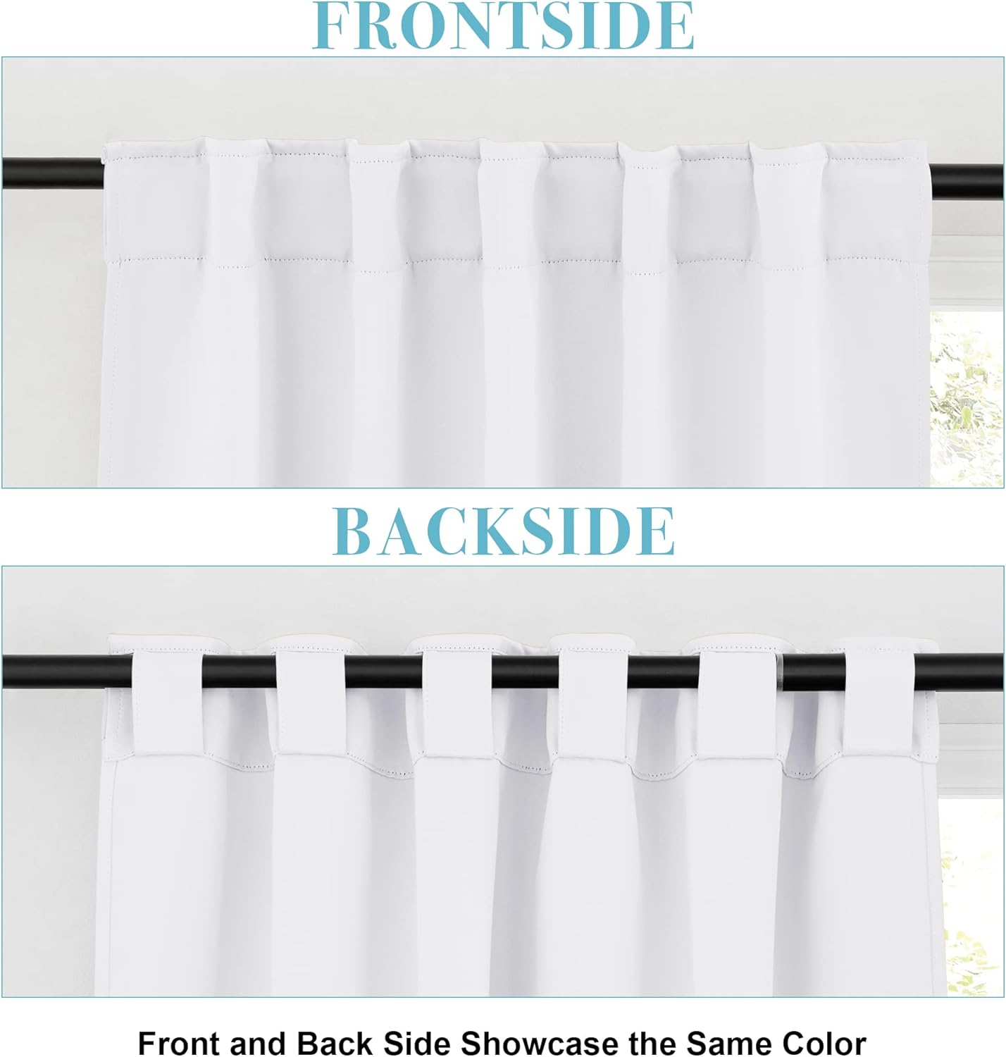 RYB HOME Blackout Curtains for Living Room, Back Tab & Rod Pocket Top Insulating Window Decor for Bedroom Dining Sliding Glass Door Home Office, W 62 x L 84, Pure White, 2 Panels