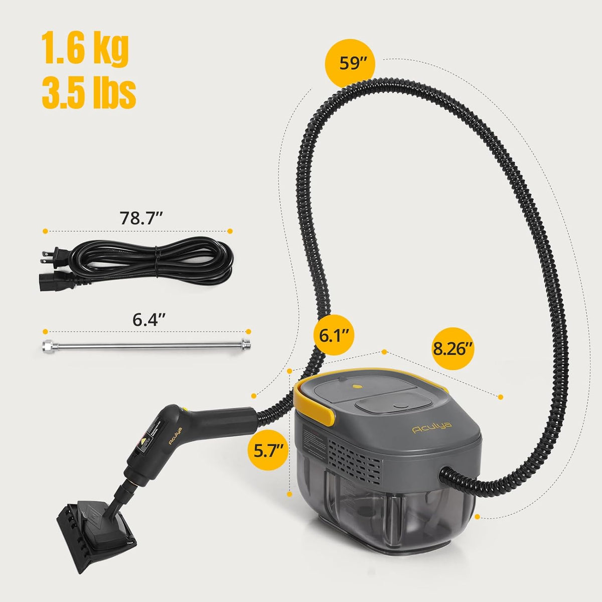1.69 Quarts Handheld Steam Cleaner for Home Cleaning Portable Steam Cleaner for Car, Carpet, Furniture, Tile Floor, Dirt, Grease, Grout