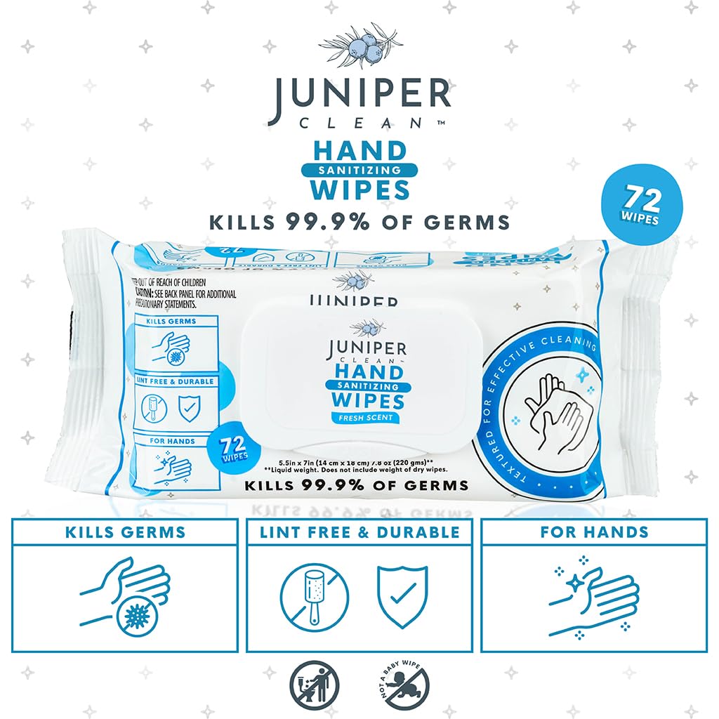 1 Pack Hand Sanitizing Wipes, Alcohol Free 72 Count Disposable Hand Sanitizer Wipes, Fresh Scent, Lint Free & Durable