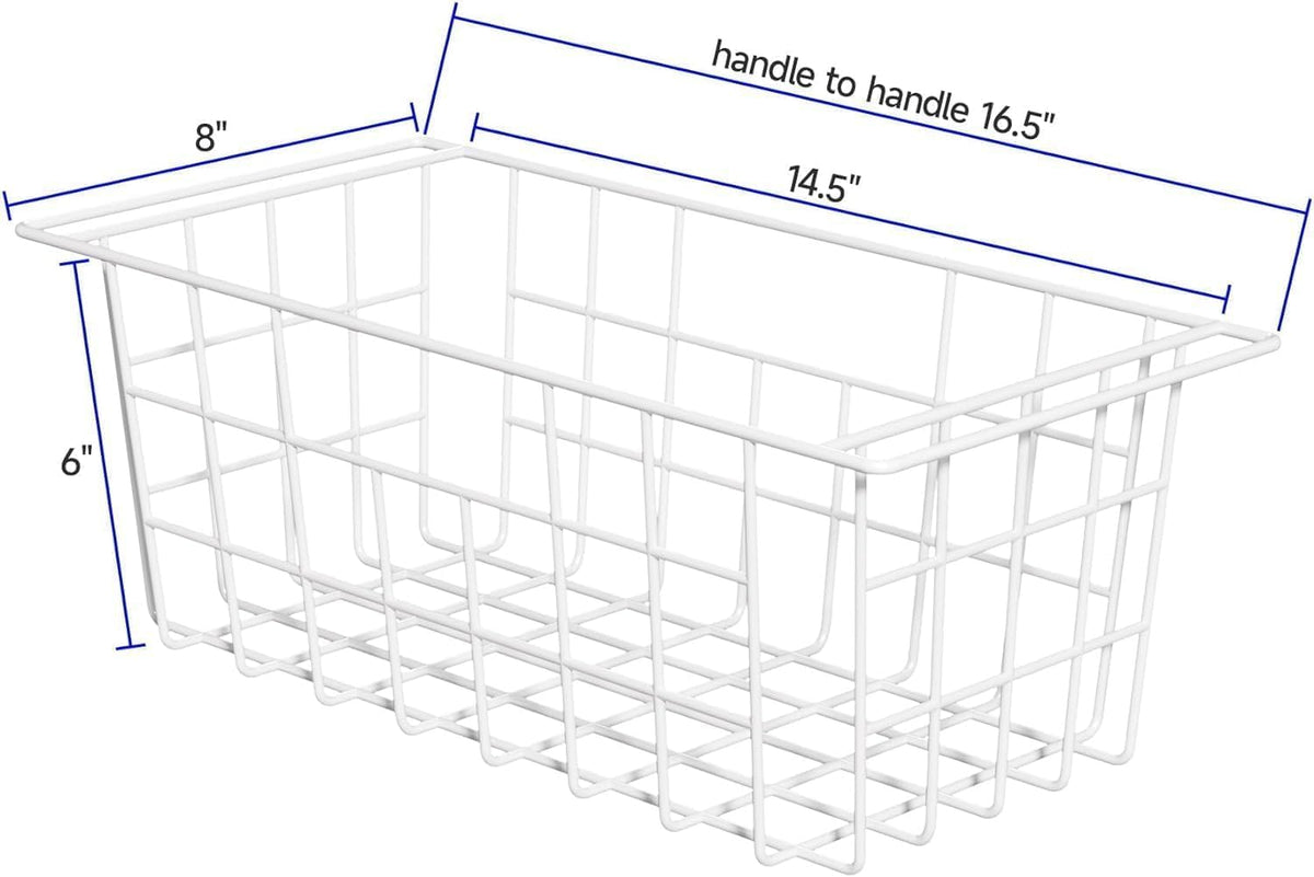 SANNO Chest Freezer Baskets Organizer, Deep Freezer Baskets Bin Sturdy Metal Wire freezer storage Organizer for Home Kitchen,16.5in