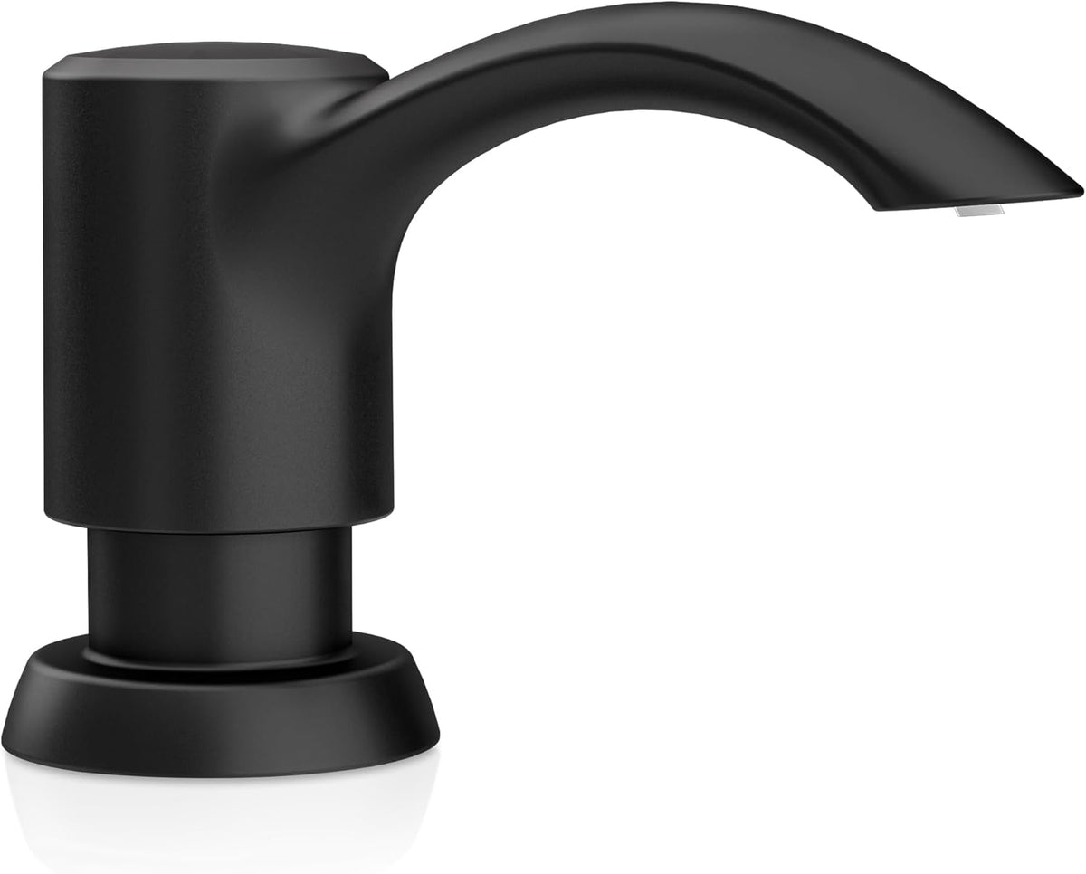 SAMODRA Built in Kitchen Sink Soap Dispenser (Matte Black) with 12 oz Large PET Lotion Bottle, Refill from Top