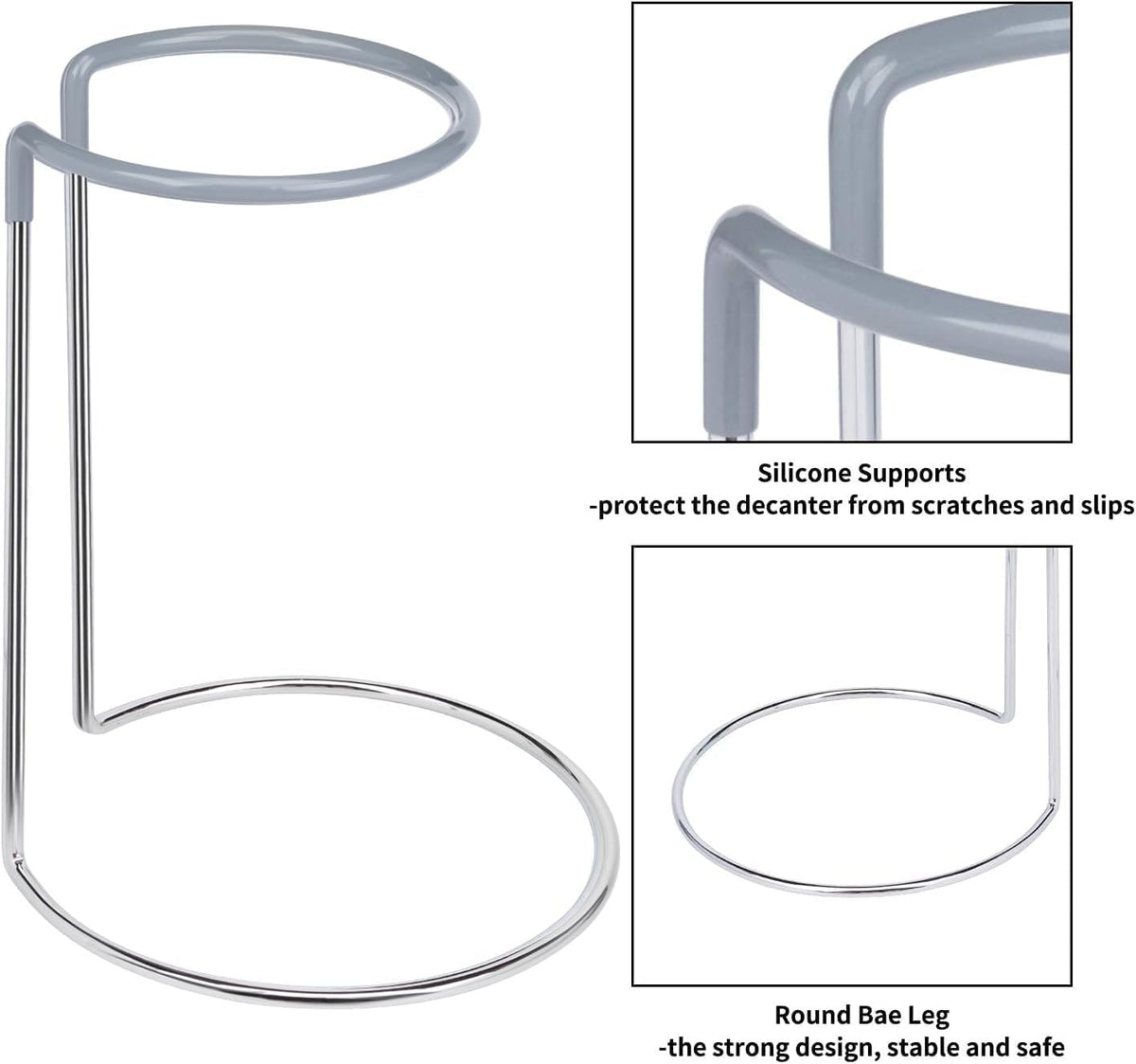 Wine Decanter Drying Stand with Rubber Coated Top to Prevent Scratches, Wine-Decanter Drying Rack for Standard Large Wine Decanters, Decanter Cleaner Includes Cleaning Brush & Decanter Cleaning Beads