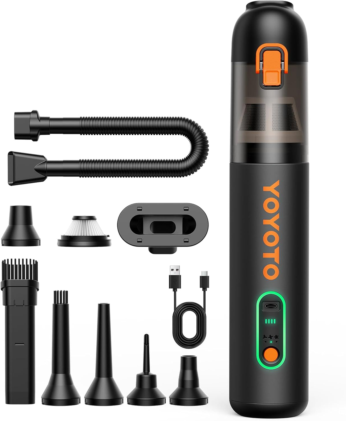 Car Vacuum, Handheld Vacuum Cordless with 21000Pa Powerful Suction & 3 Modes, 4-in-1 Portable Hand Held Mini Vacuum Cleaner Rechargeable, Ultra Light for Car Home Office (Black)