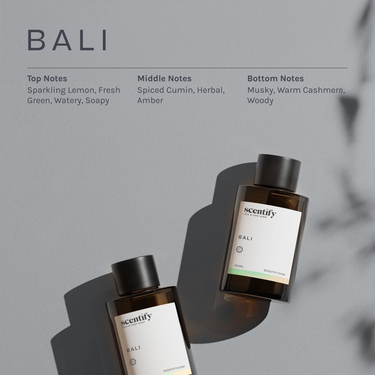 Scentify Bali Aroma Oil Refill Scent for Oil Diffusers - Lemon, Green, Amber, Musk, Woody Scents - Luxurious Relaxing Aromatherapy Diffuser Fragrance 100ml, 3.38 oz