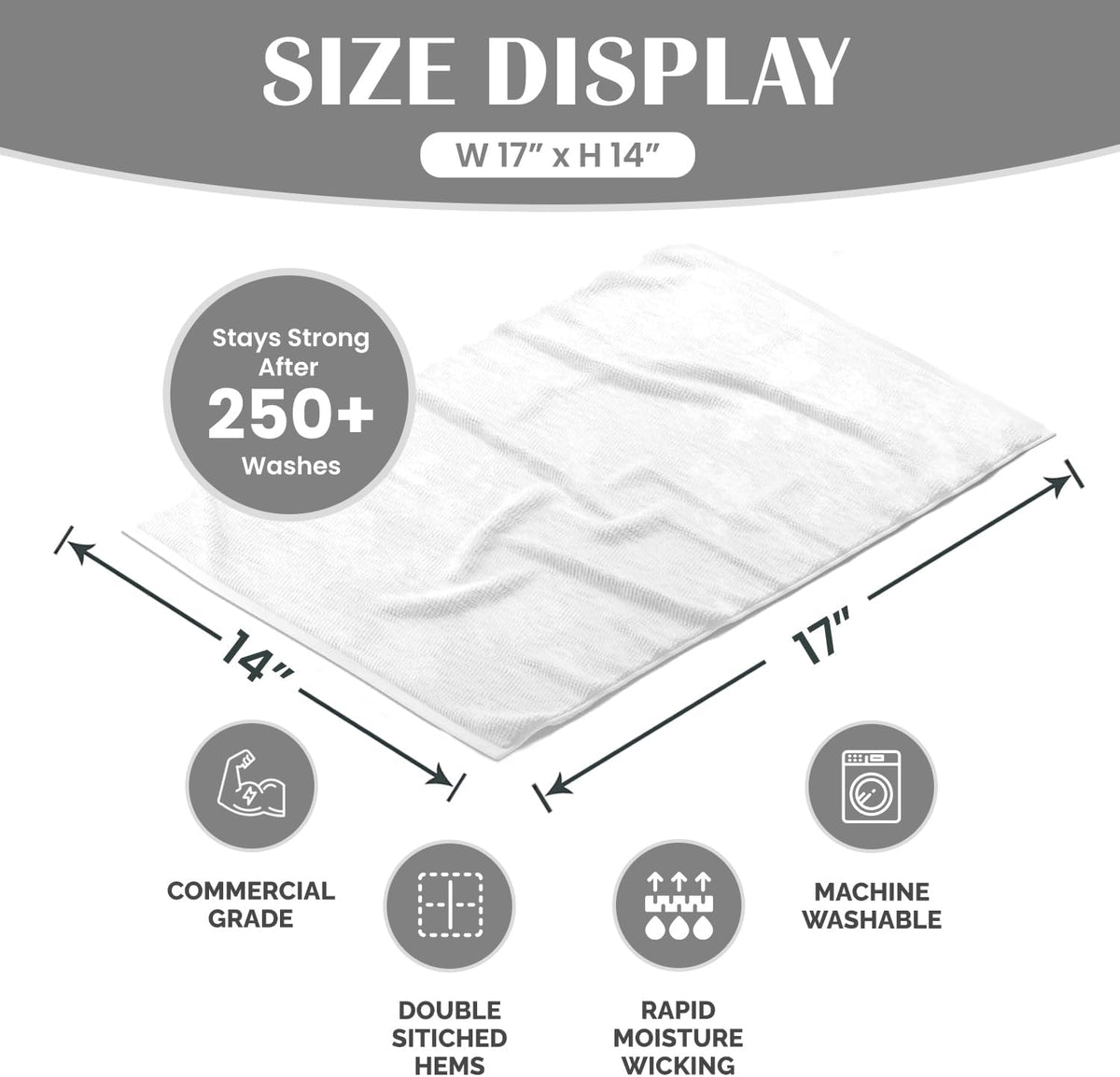 Terry Bar Mop Towels (Value Pack of 60) Size 14"x17" – Absorbent and Durable, Multipurpose Cleaning Rags, Cotton Cleaning Towels, Terry Cloth Rags, Reusable Shop Rags (White)
