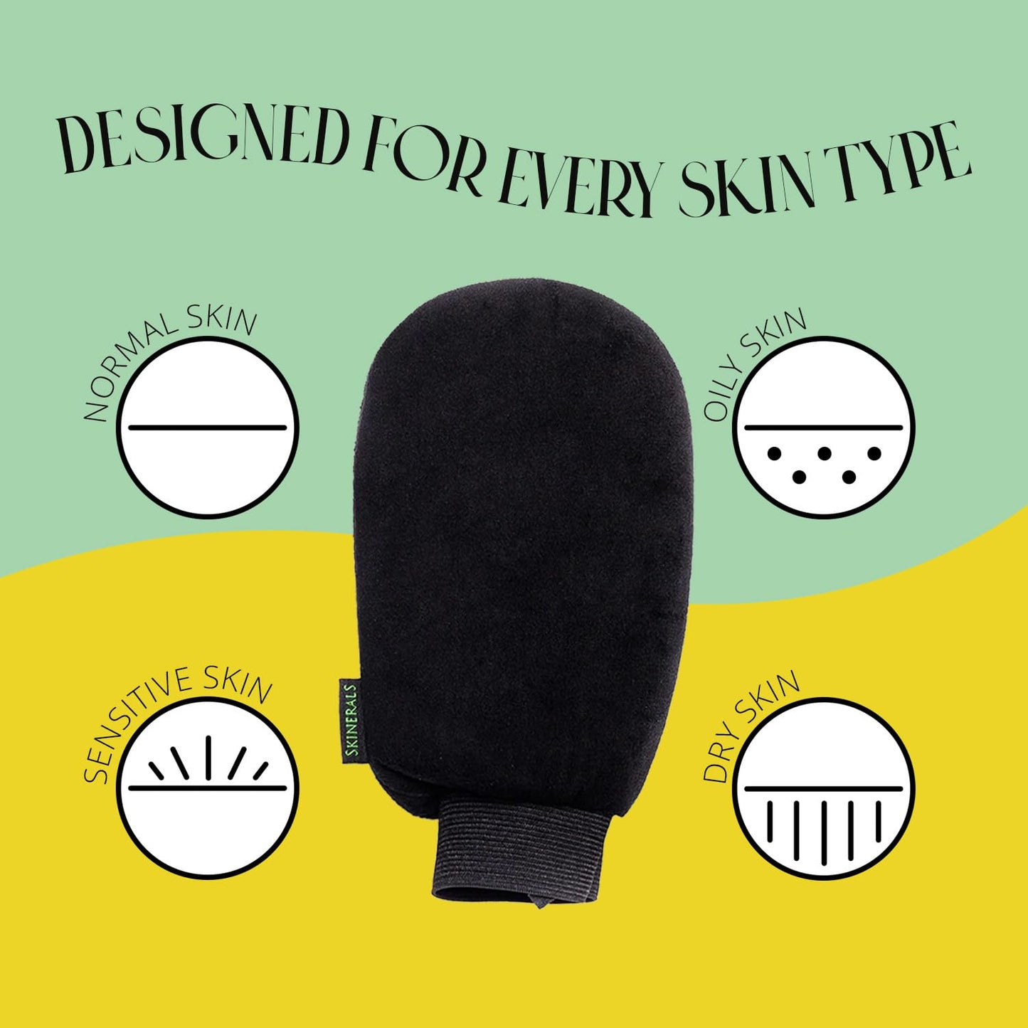Skinerals Premium Exfoliating Mitt, Body Scrubbing Glove for Self Tan Prep & Smooth Skin, Reusable Tan Exfoliator Mitt for Tanning Mousse, Lotion, or Spray
