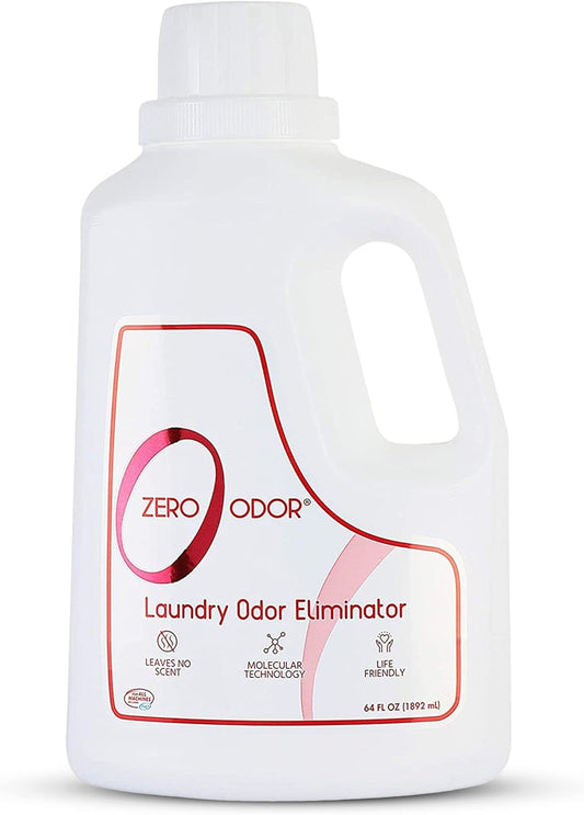 Zero Odor – Laundry Odor Eliminator - Permanently Eliminate laundry Odor – Patented Molecular Technology Best For Clothes, Towels & Linens, Shoes, Bags, Etc. - rinse and refresh Again, 64oz