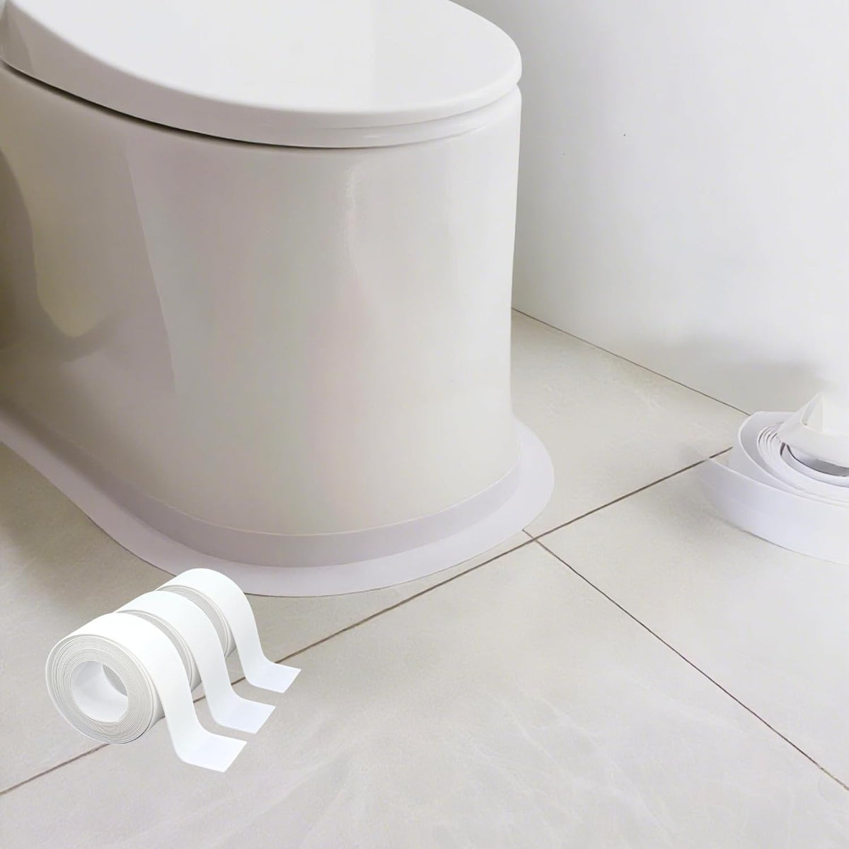 1.5" White Caulk Tape with Self Adhesive, Caulk Strip Waterproof for Bathroom,Toilet, Bathtub,Shower,Caulking Tape for Kitchen and Wall Toilet Sealer Around Base 10.5 Ft x 3 Rolls