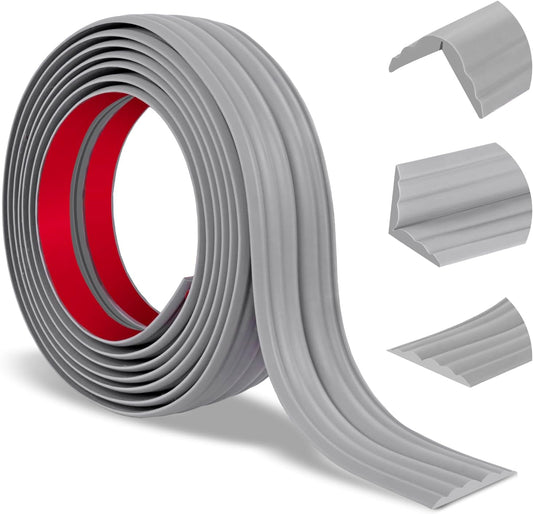 Wall Corner Protector Peel and Stick Corner Trim Molding Flexible Inside & Outside Wall Edge Guard Self Adhesive Moulding Trim for Edge Use, Gray, 2.3” W x 40’ L