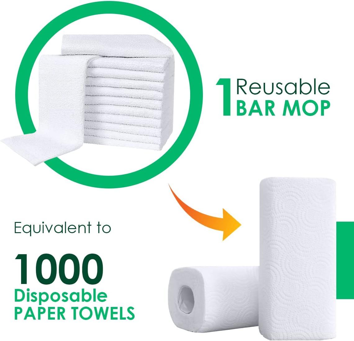 Avalon Towels Terry Bar Mop Towels (Value Pack of 60) Size 16"x19" – Absorbent and Durable, Multipurpose Cleaning Rags, Cotton Cleaning Cloths, Terry Cloth Rags, Reusable Shop Rag