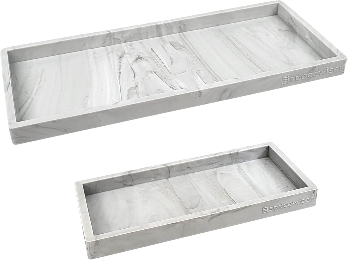 Countertop and Vanity Tray - 2 PC (11” and 7”) Shatterproof Silicone Kitchen and Bathroom Trays for Counter, Kitchen Soap Dispenser Tray, Vanity Trays for Bathroom, Perfume Key Tray