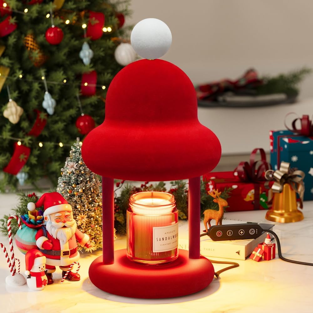 Fuzzy Candle Warmer Lamp with Timer, Dimmable Wax Warmer Lamp, Candle Melter Lamp for Jar Candles, Christmas Birthday Gifts for Mom Women