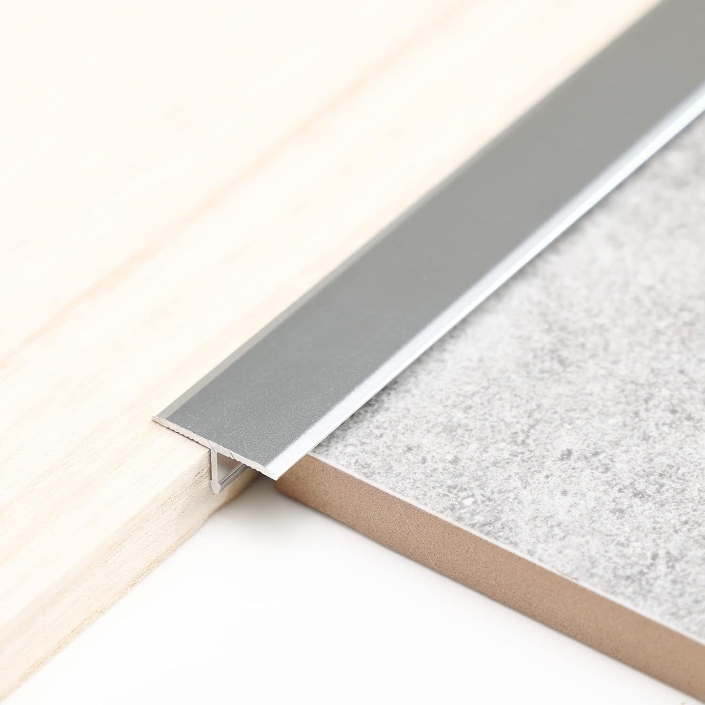 3Pcs Aluminum T Molding Trim & Floor Transition Strips, Flat Divider Strip for Door Threshold and Joining Flooring Gaps of Laminate Planks Tile (2.9Ft x 0.8In, Matte Silver)