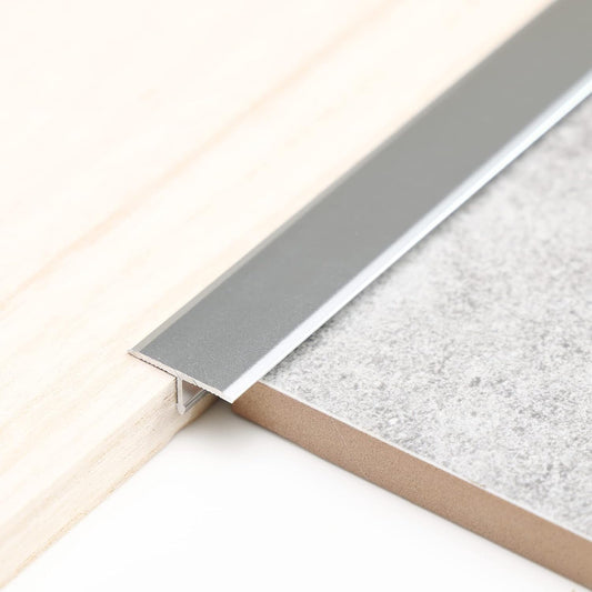 3Pcs Aluminum T Molding Trim & Floor Transition Strips, Flat Divider Strip for Door Threshold and Joining Flooring Gaps of Laminate Planks Tile (2.9Ft x 0.8In, Matte Silver)