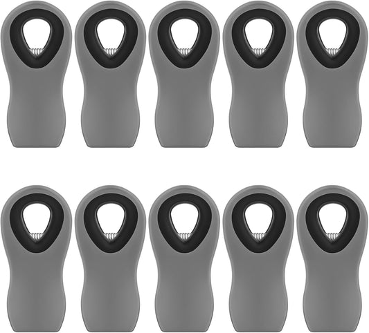 10 Pack Magnetic Chip Clips, Gray Plastic Snack Clips with Magnet for Refrigerator