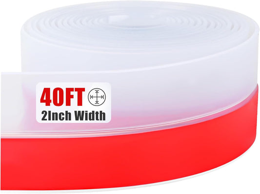 Draft Seal Tape for Doors and Windows 2 in x 40 Ft Silicone Weather Stripping Extra Thick 2mm Door Seal Strip with Strong Adhesive Draft Insulation Stopper Side Seal - Clear
