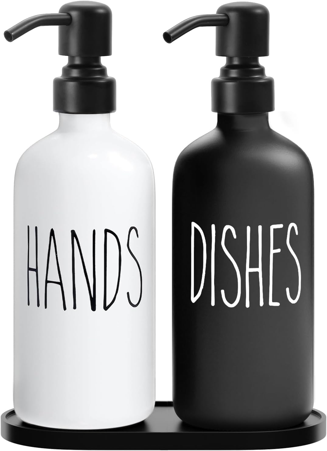 MOMEEMO Kitchen Soap Dispenser Set, Contains Dish and Hand Soap Dispenser, Suitable for Farmhouse Kitchen Decor. (Black & White)
