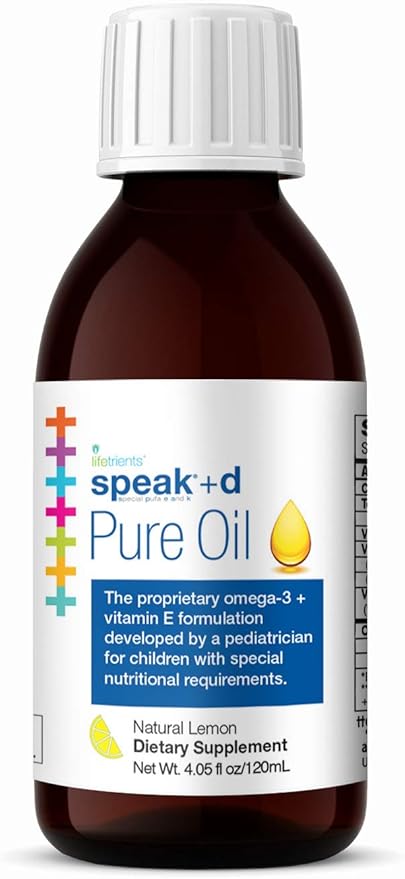 – Speak+D Pure Oil – Natural Lemon – 4.05 oz – Pediatrician Formulated to Support Children with Special Nutritional Requirements – Enhanced with Omega-3, Vitamin E, Vitamin D & Vitamin K