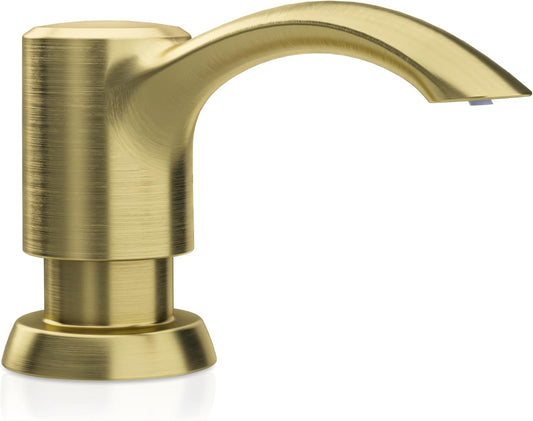 SAMODRA Built in Kitchen Sink Soap Dispenser (Brushed Gold) with 12 oz Large PET Lotion Bottle, Refill from Top